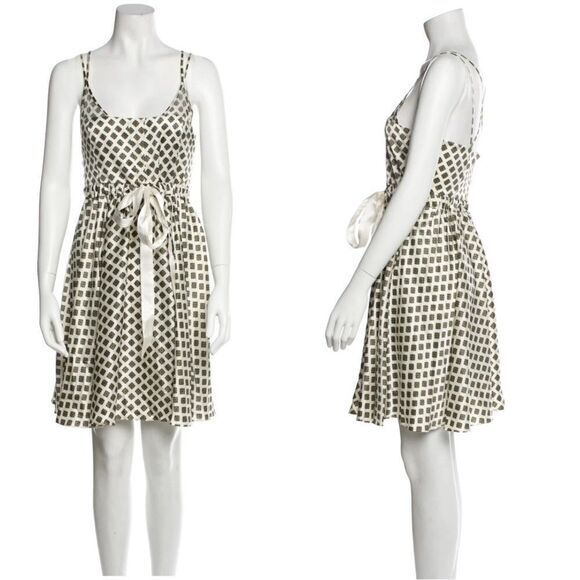 NEW Cinq à Sept 100% Silk Geneva Empire-waist Mini Dress, Ivory,  L - Picture 2 of 15